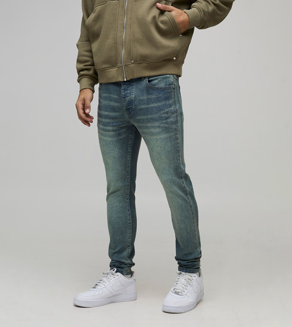 Washed Mid Rise Skinny Fit Jeans
