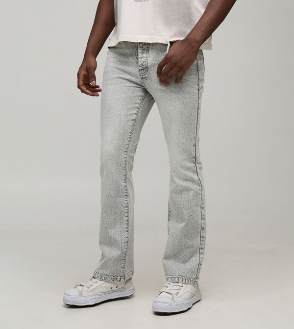 Washed Slim Fit Flared Jeans