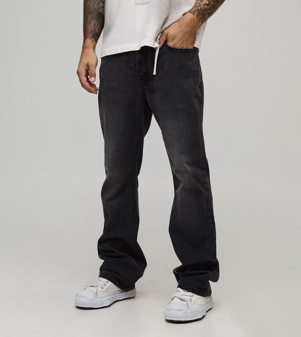 Washed Slim Fit Flared Jeans