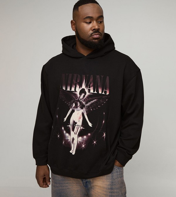 Nirvana License Print Oversized Hoodie
