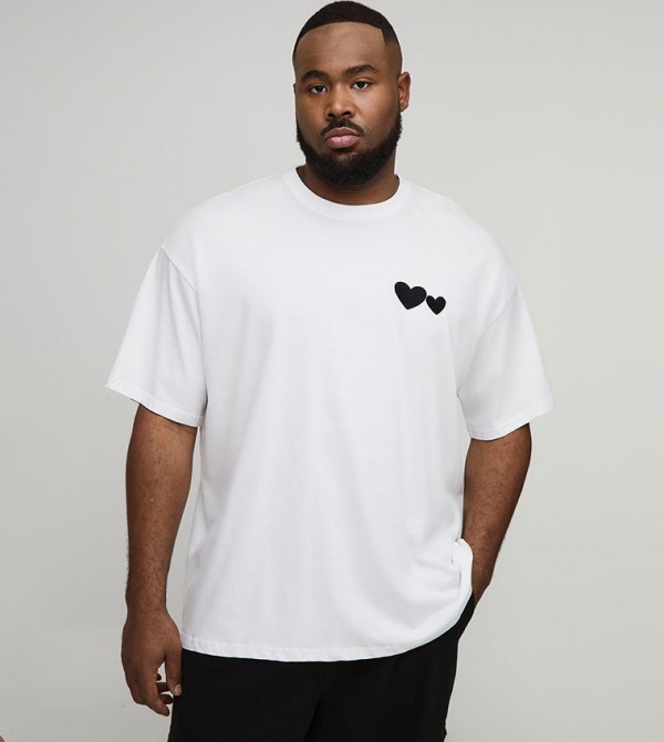 Heart Embroidered Oversized T-Shirt