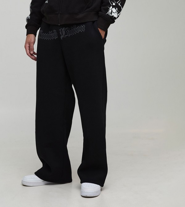 Wide Leg High Build Embroidered Sweatpants