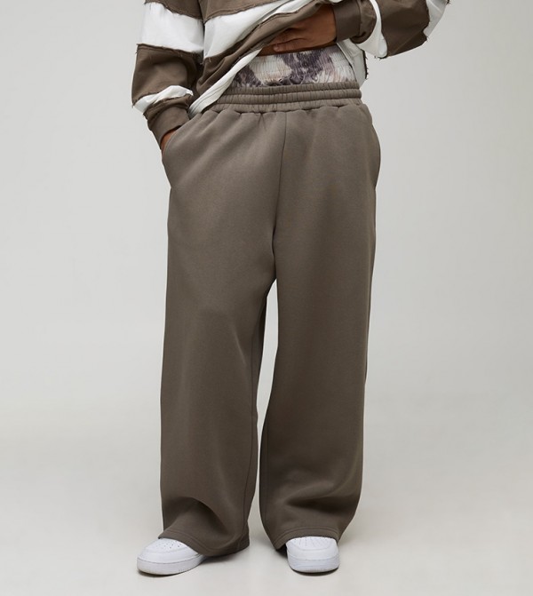 Double Waistband Wide Leg Sweatpants