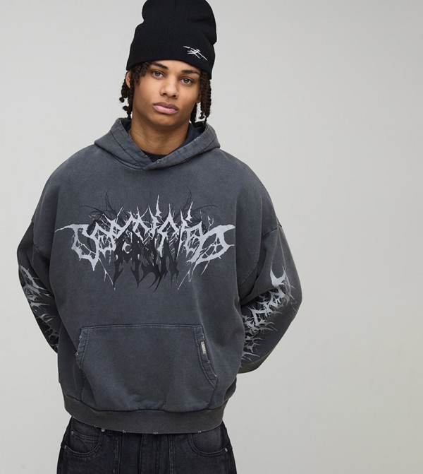 هودي أوفرسايز بطبعة 