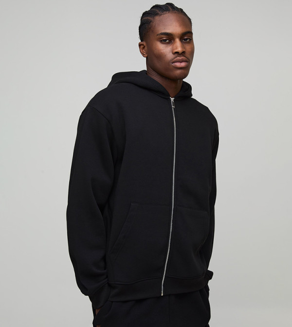 Zip-Through Hooded Oversized Jacket