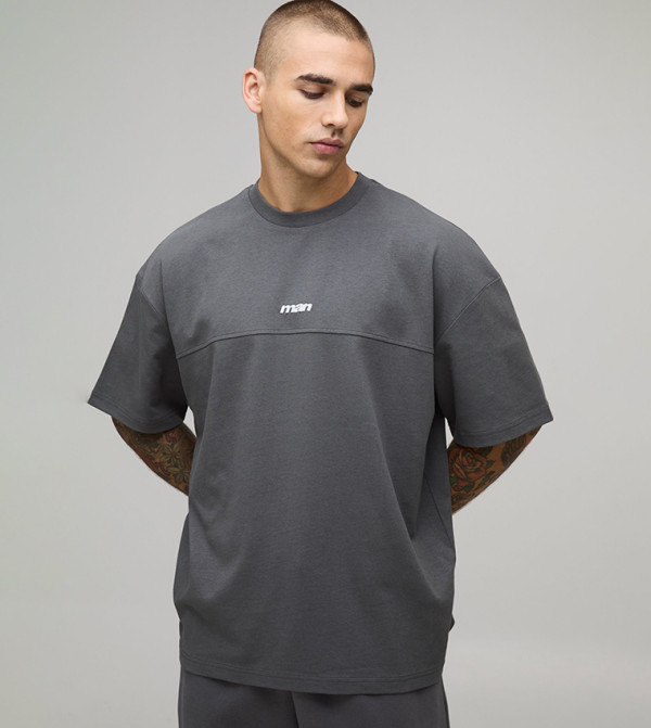 Heavyweight Panelled Embroidered Oversized T-Shirt