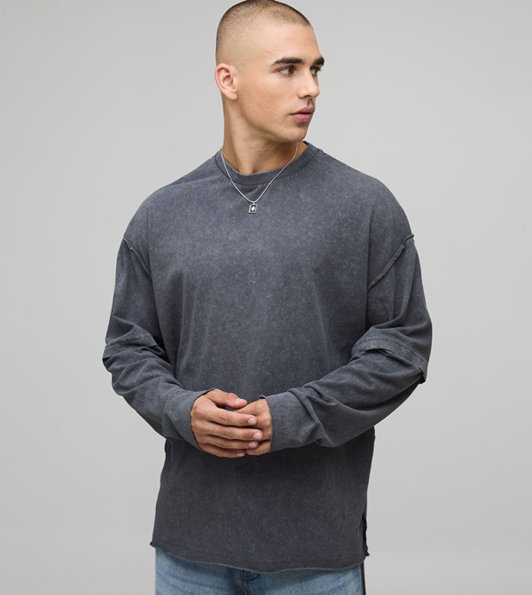 Heavyweight Exposed Seams Faux Layer Oversized T-Shirt