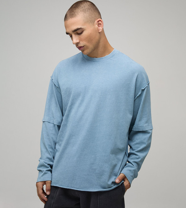 Heavyweight Exposed Seams Faux Layer Oversized T-Shirt
