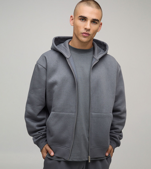 Zip-Through Oversized Hooded Jacket