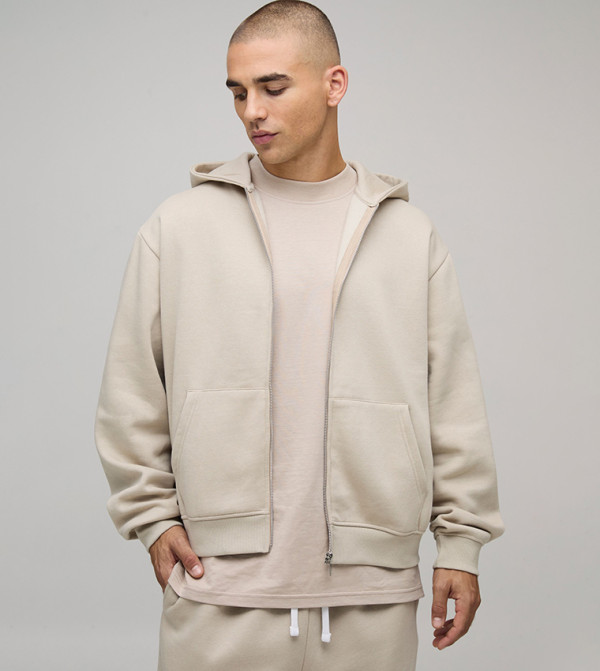 جاكيت أوفرسايز بهودي وسحاب 