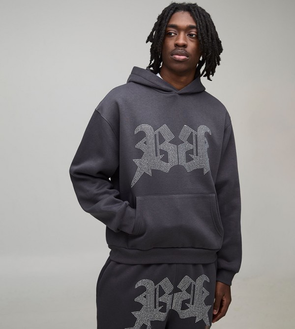 Rhinestone B Star Oversized Hoodie
