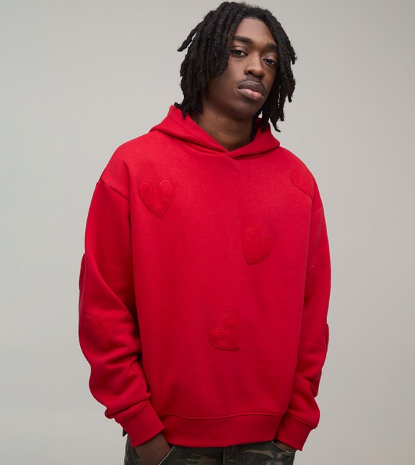 Heart Applique Oversized Hoodie