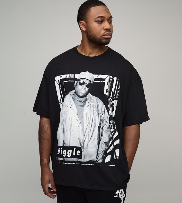 Plus & Tall Oversized Biggie Smalls License Print T-Shirt
