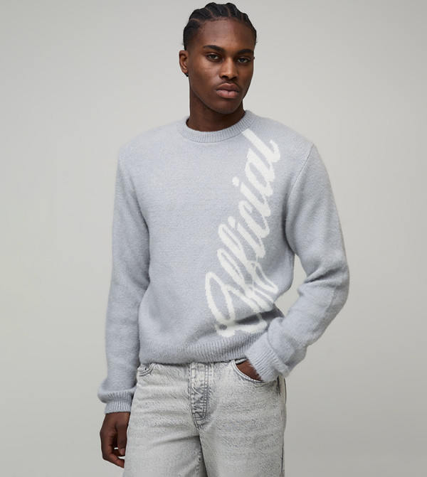 Brushed Branded Crew Neck Knitted Sweater