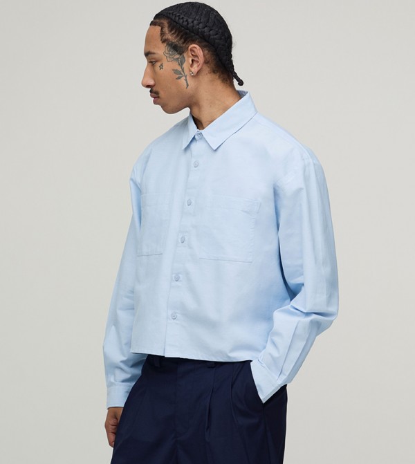 Cropped Long Sleeves Boxy Fit Oxford Shirt