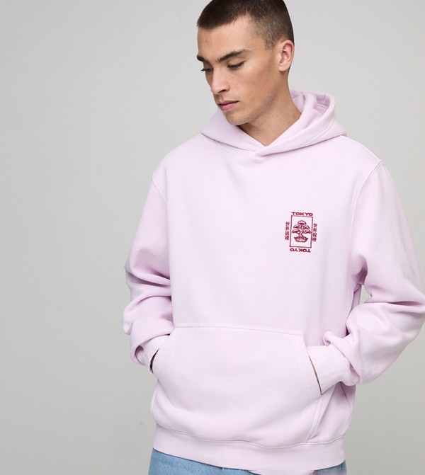 Washed Regular Fit Tokyo Embroidered Hoodie