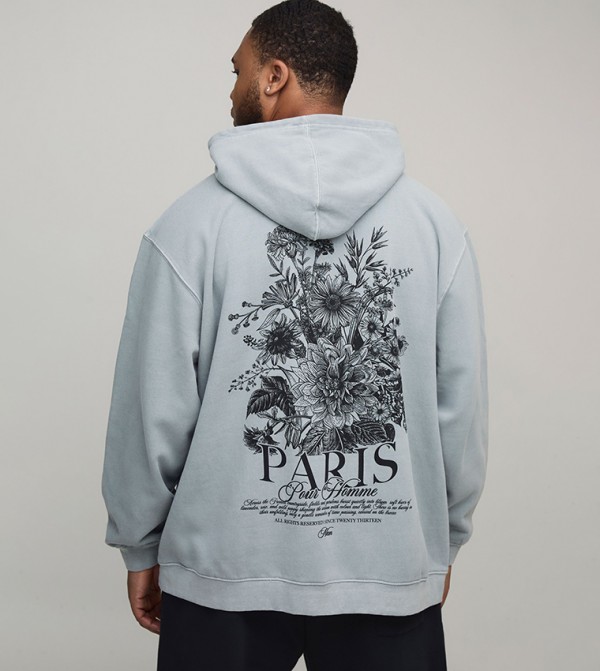 Paris Floral Printed Oversized Hoodie