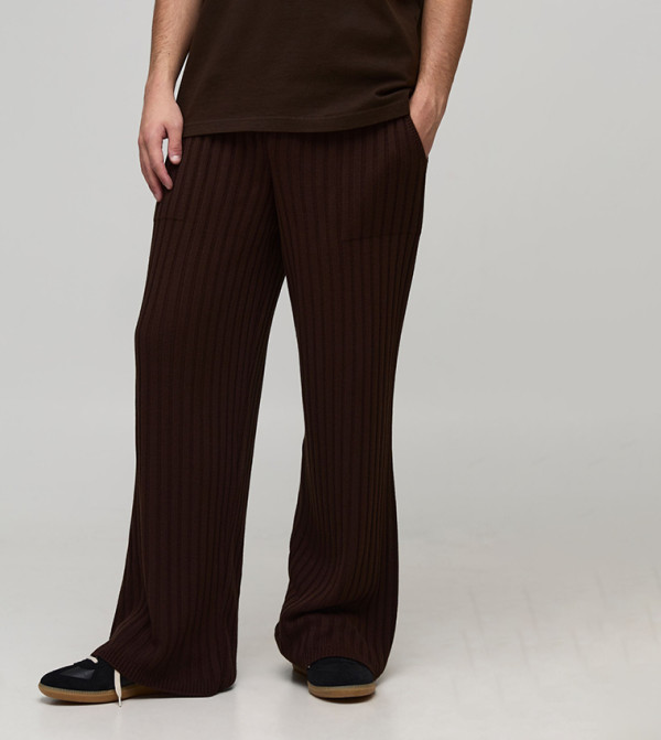 Relaxed Ribbed Knitted Sweatpants