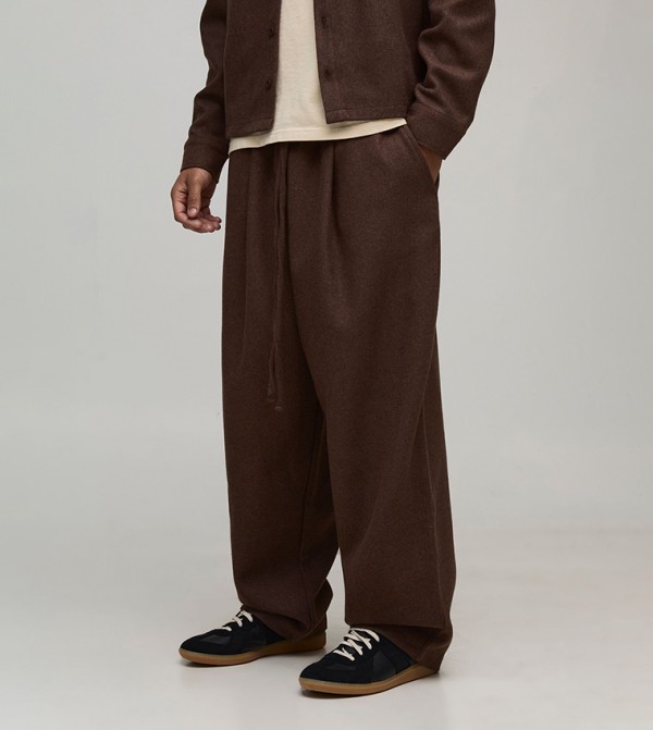 Melton Pleated Front Balloon Fit Sweatpants