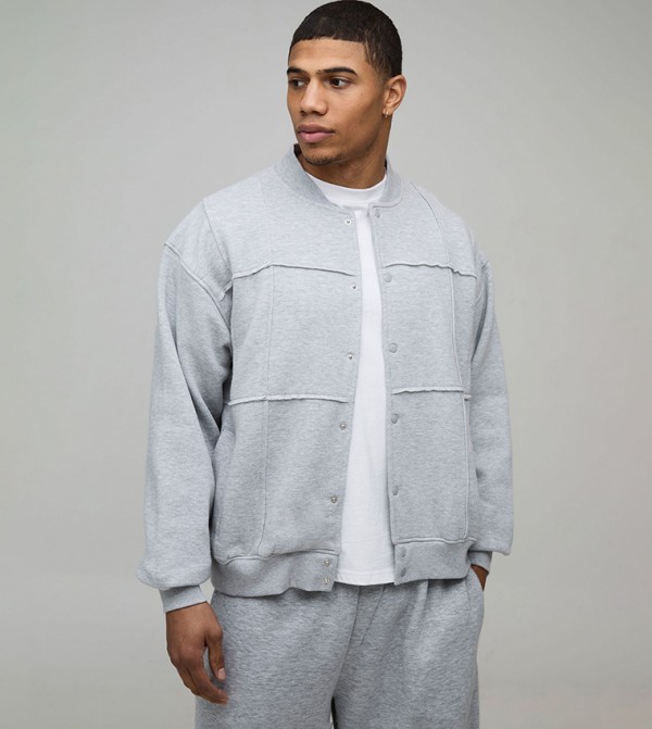 Pleated Panel Jersey Boxy Fit Bomber Jacket
