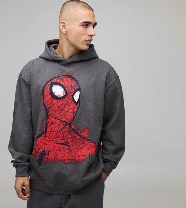 Spider-Man License Printed Oversized Hoodie
