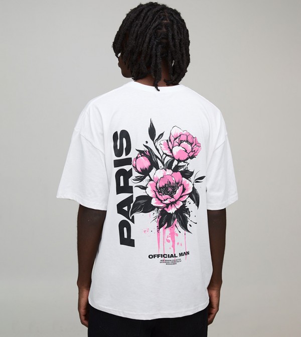 Paris Floral Print Oversized T-Shirt
