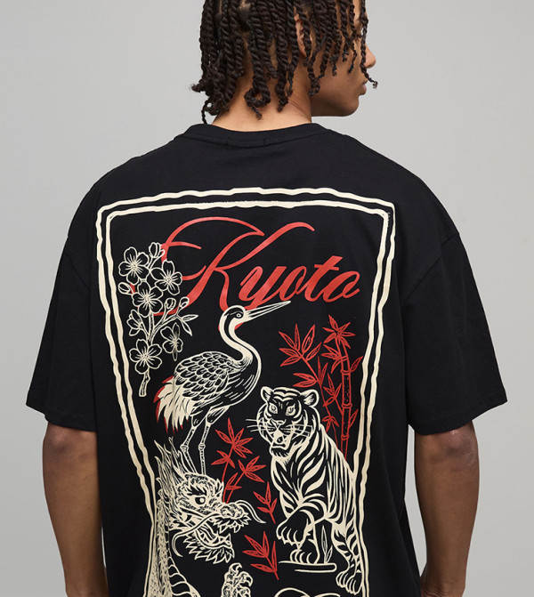 Kyoto Postcard Large Scale Print Oversized T-Shirt