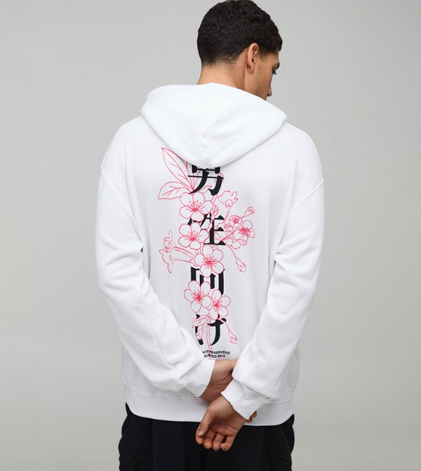 Floral Spine Print Oversized Hoodie