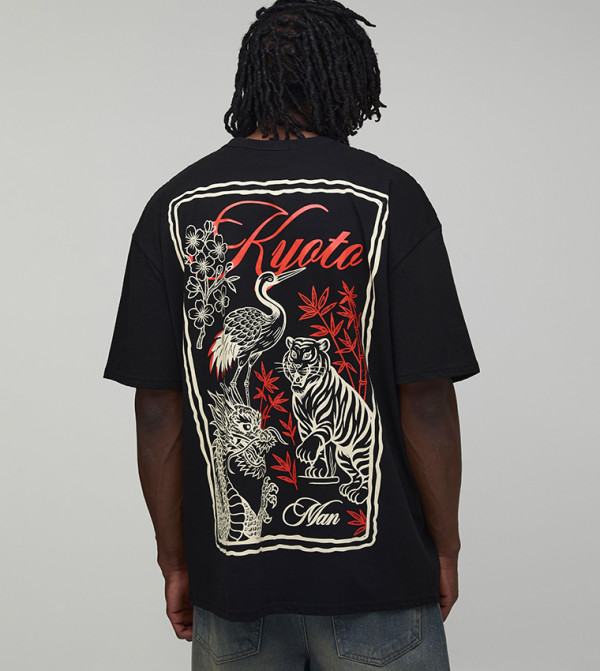 Tall Kyoto Postcard Large Scale Print Oversized T-Shirt