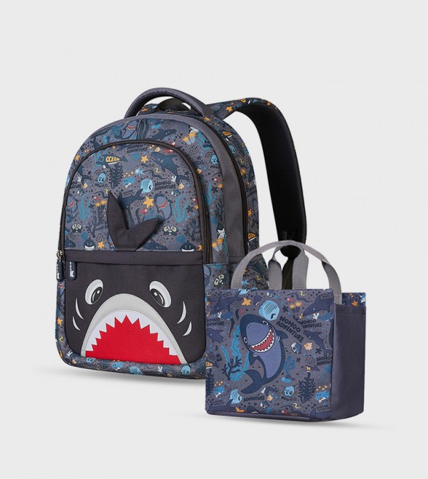 Shark Themed 16" School Bag with Lunch Bag Combo