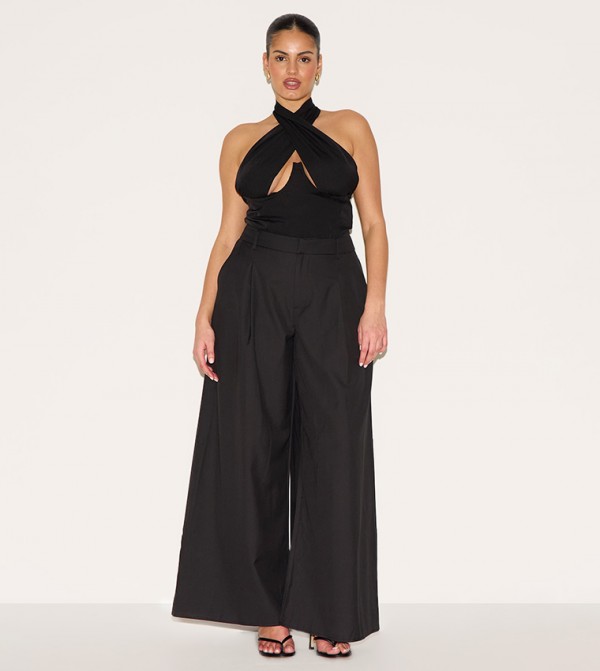 Curve Woven Cross Front Underwired Bodysuit Top