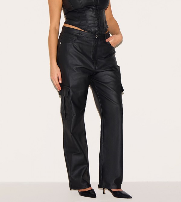 Curve Coated Cargo Jeans