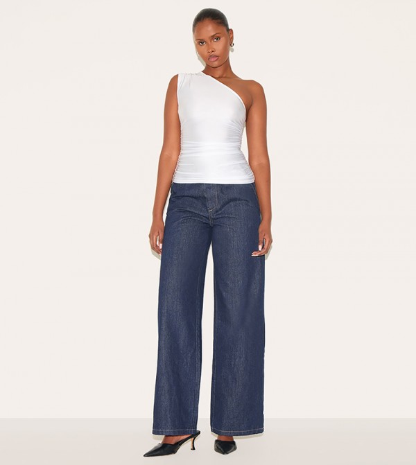 Stretch Slinky Ruched Side Long Top