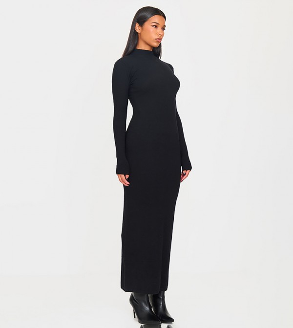 Light Rib Knit Long Sleeves Maxi Dress