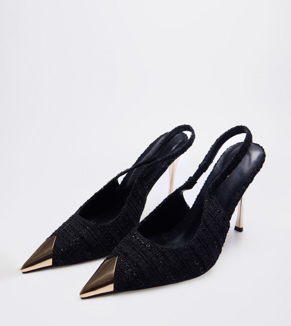 Boucle Metal Toe Cap High Stiletto Pumps