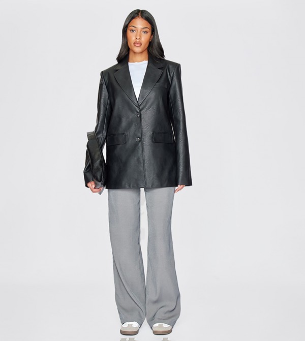 Tall Textured Faux Leather Blazer