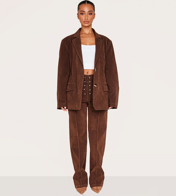 Petite Faux Suede Longline Blazer