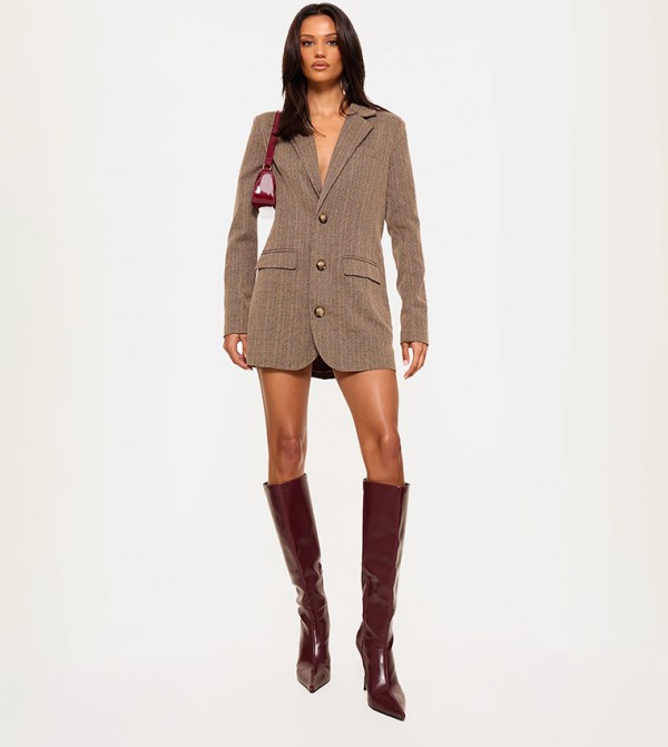 Pinstriped Button Down Blazer Dress
