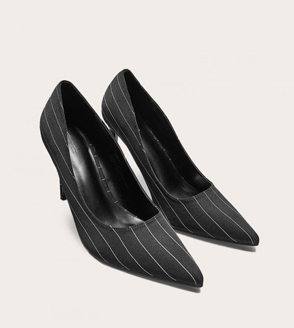 Pinstriped Pointed Toe Pumps