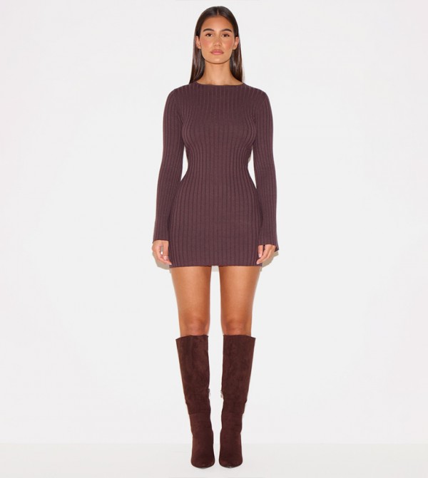 Ribbed Knit Mini Dress
