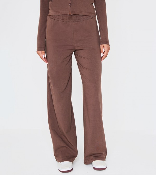 Mid Rise Jersey Wide Leg Trousers