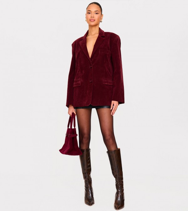 Faux Suede Longline Blazer