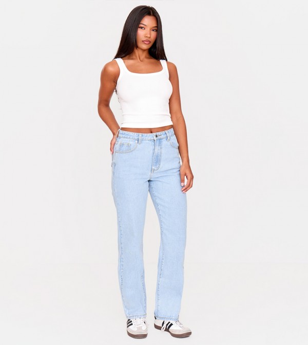 High Waist Straight Fit Jeans