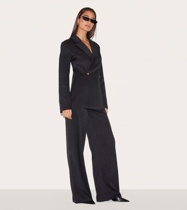 Premium Tailored Woven Cinched Waist Fitted Blazer