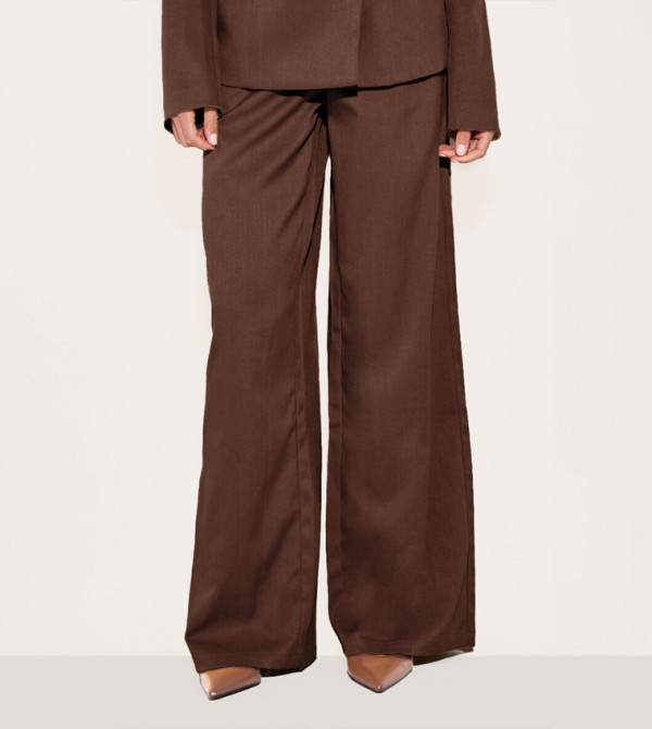 Woven Tailored Wide Leg Trousers