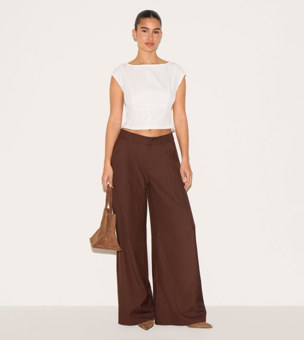 Woven Boat Neck Top