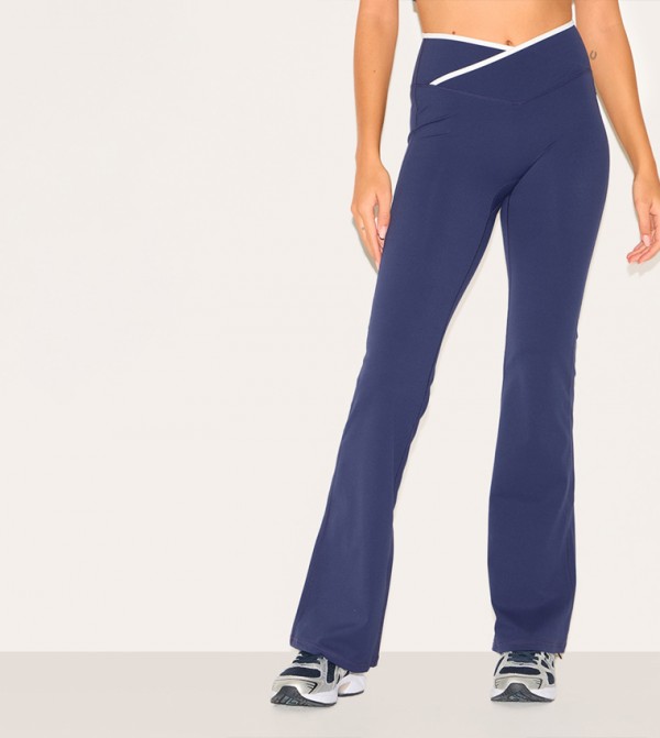 Sculpt Binding Wrap Contrast Waist Yoga Pants