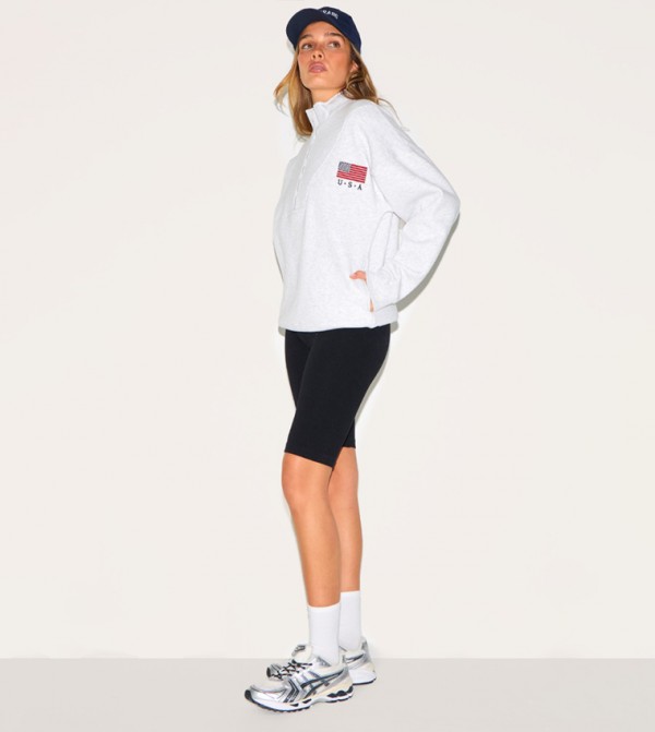Zipper Neck Oversized Sweatshirt