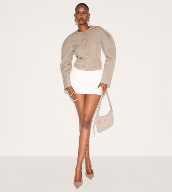 Tailored Cocoon Sleeves Cropped Blazer