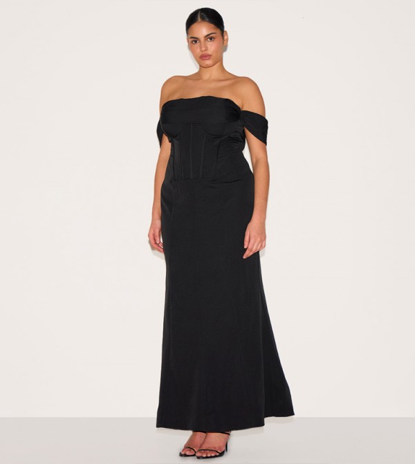 Curve Corset Detail Bardot Dress